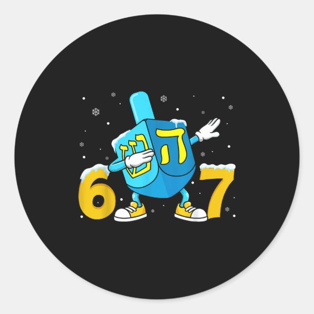 Adesivo Funny Hanukkah Six Seven Chanukah Dreidel Dabbing  (Frente)