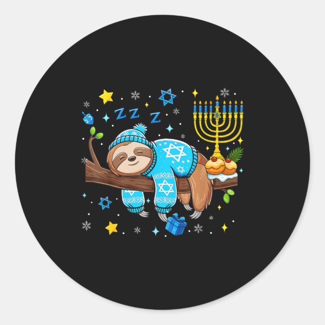 Adesivo Funny Hanukkah Sloth Jewish Chanukah Sleeng Hanukk (Frente)