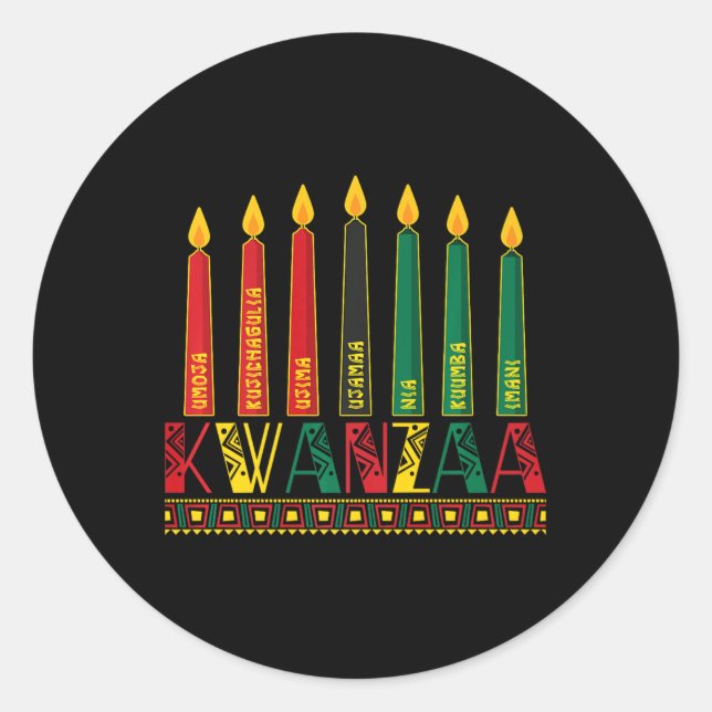 Adesivo Funny Happy Kwanzaa Kinara Princípios Velas Pan (Frente)