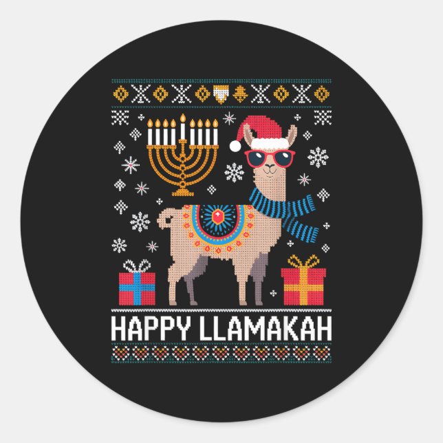 Adesivo Funny Happy Llamakah Llama With Menorah  (Frente)