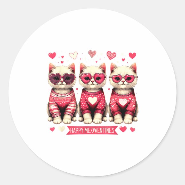 Adesivo Funny Happy Meowentines Cute Valentine Cats Love C (Frente)