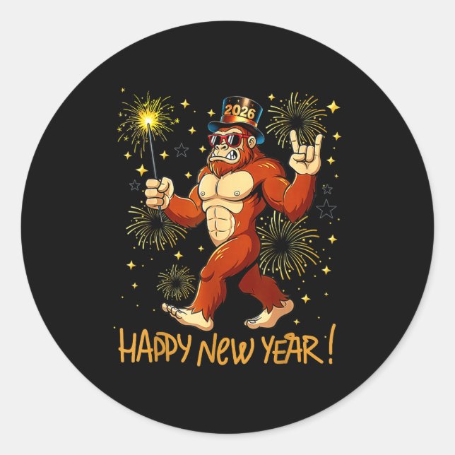Adesivo Funny Happy New Year 2026 Bigfoot Lovers New Years (Frente)