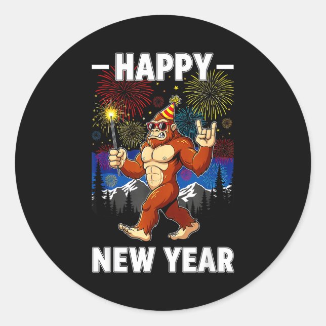Adesivo Funny Happy New Year 2026 Bigfoot Lovers New Years (Frente)