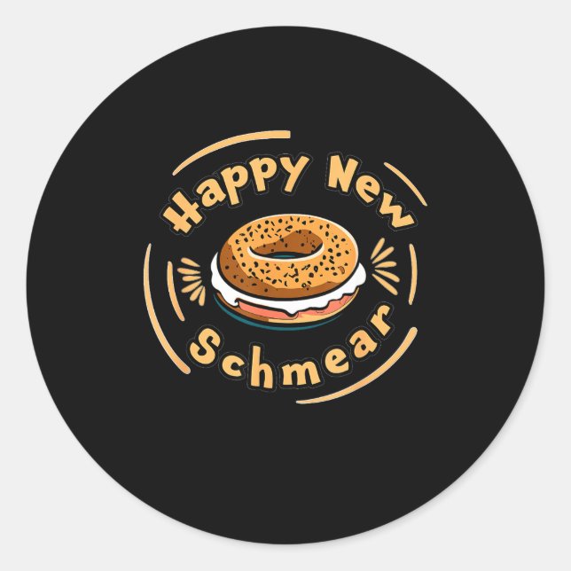 Adesivo Funny Happy New Year Bagel &amp; Schmear Jewish Br (Frente)