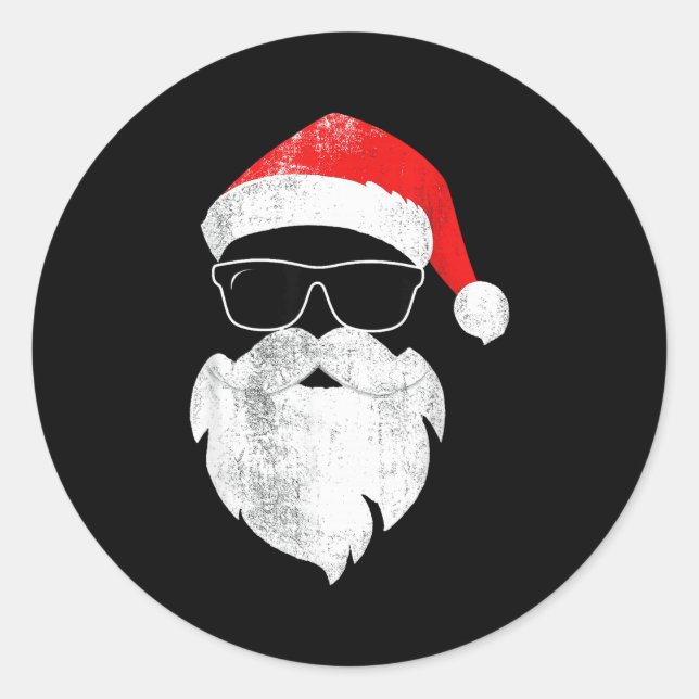 Adesivo Funny Hipster Santa Face With Hat Beard &amp; Gles (Frente)