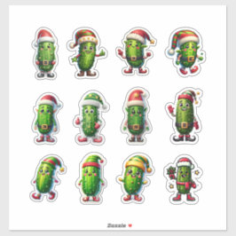 Adesivo Funny Holiday Pickles in Santa Hats