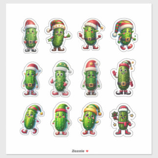 Adesivo Funny Holiday Pickles in Santa Hats