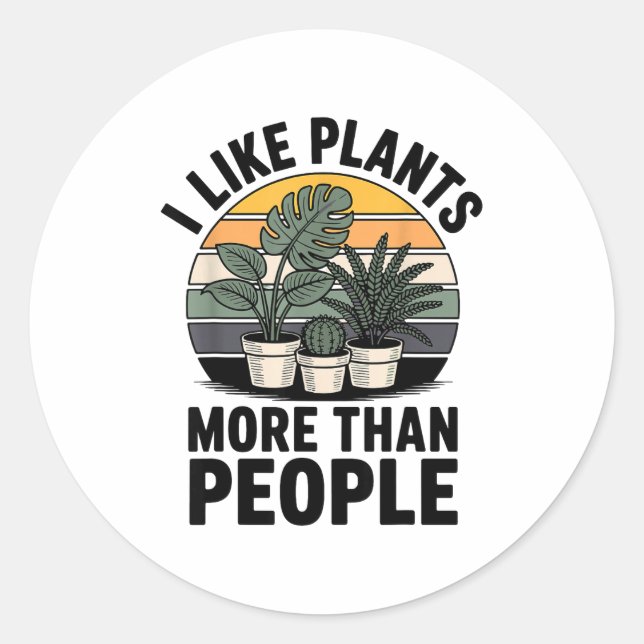 Adesivo Funny I Like Plants More Than People Design  (Frente)