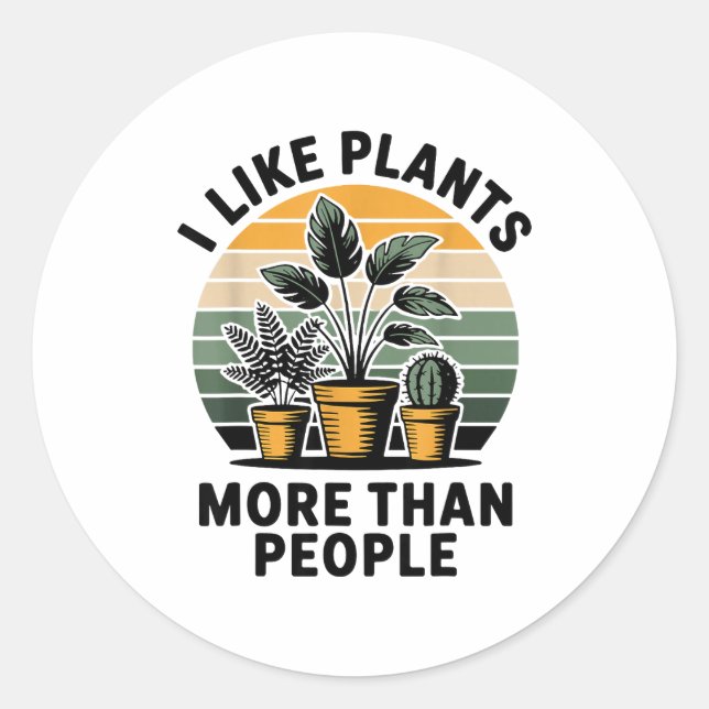 Adesivo Funny I Like Plants More Than People Design  (Frente)