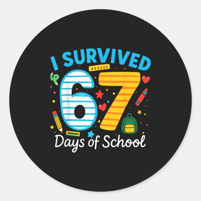 Adesivo Funny I Survived 67 Days Of School Teacher Student (Frente)