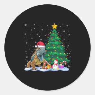 Adesivo Funny Iguana Xmas Tree Lights Reindeer Hat Christm