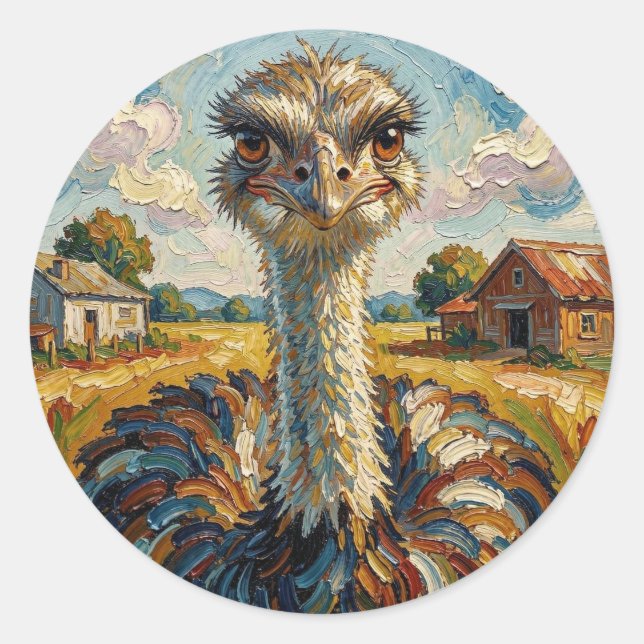 Adesivo Funny Impasto Ostrich on a Ranch  (Frente)