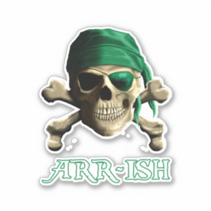 Adesivo Funny Irish Jolly Roger Pirate Skull ARR-ISH