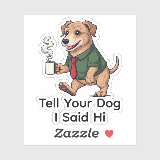 Adesivo Funny Irish Wolfhound Dog Business Suit Coffee  (Folha)