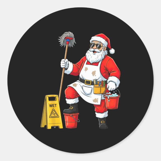 Adesivo Funny Janitor Santa Christmas Graphic Cleaner Clea (Frente)