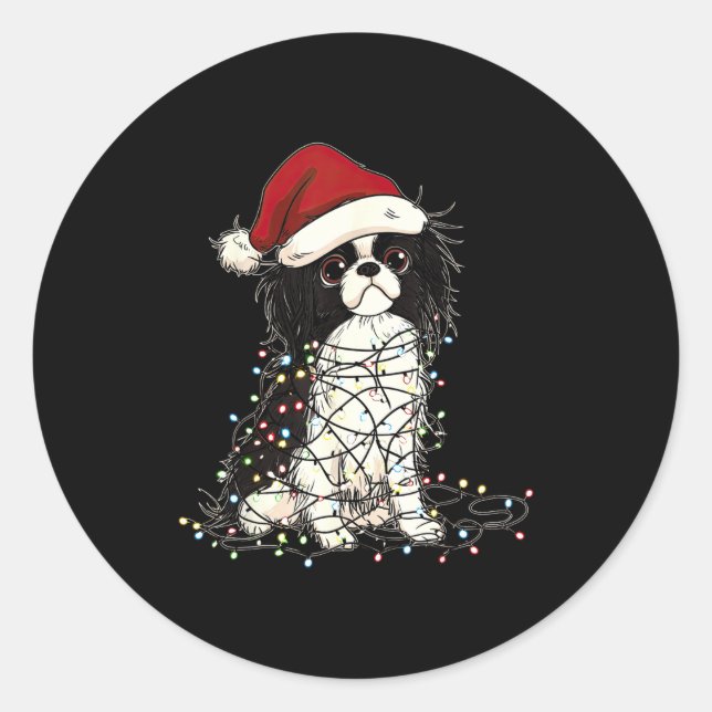 Adesivo Funny Japanese Chin Christmas Graphics Dog Lights  (Frente)
