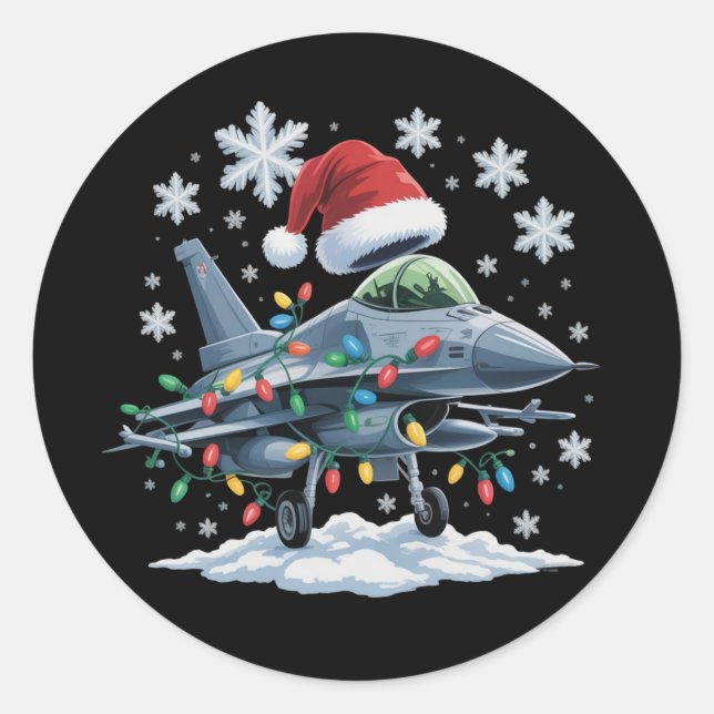 Adesivo Funny Jet Fighter Military Christmas Holiday Xmas (Frente)