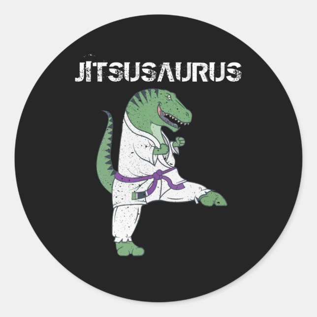 Adesivo Funny Jujitsu, T-Rex Jiu Jitsu Black Belt presente (Frente)