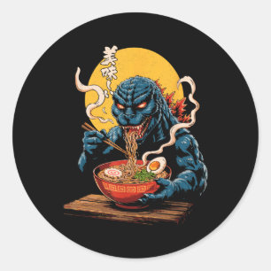Adesivo Funny Kaiju Comendo Ramen Monstro Japonês Bi