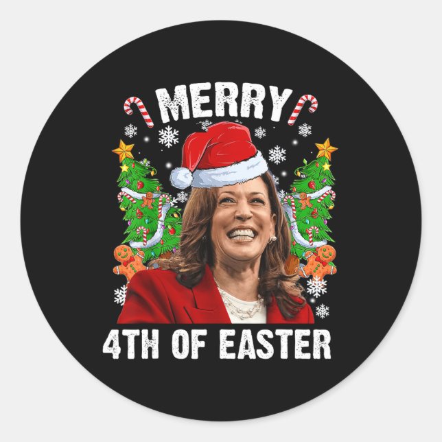 Adesivo Funny Kamala Harris Natal Santa Hat Feliz 4 (Frente)