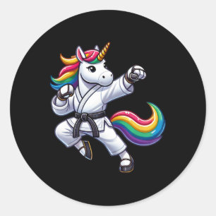 Adesivo Funny Karate Unicorn Black Belt Atletas Meninas