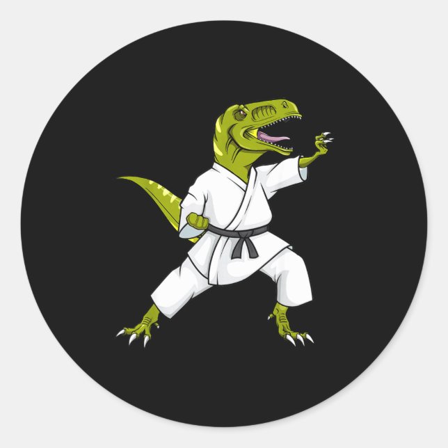 Adesivo Funny Karatesaurus T-rex Dinosaur Karate Samurai D (Frente)