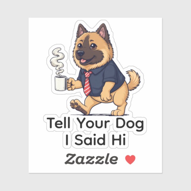 Adesivo Funny Keeshond Dog Business Suit Coffee  (Folha)