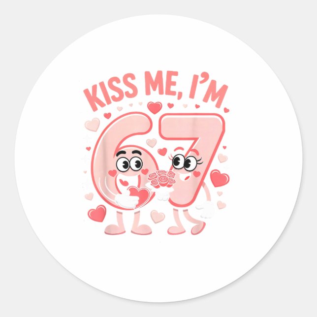 Adesivo Funny Kiss Me I'm 67 Cute Valentine's Day Couples  (Frente)