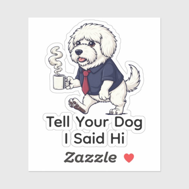 Adesivo Funny Komondor Dog Business Suit Coffee  (Folha)