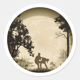 Adesivo Funny Krav Maga Groin Kick Full Moon Sticker Brown