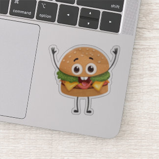 Adesivo Funny Laughing Burger Vinyl Sticker | Cute 3D Food