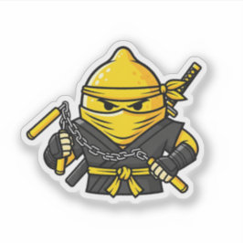 Adesivo Funny Lemon Shinobi Ninja Nunchucks Illustration