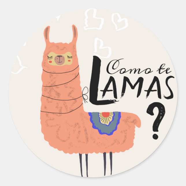 Adesivo Funny Llama Como Te Llamas (Frente)