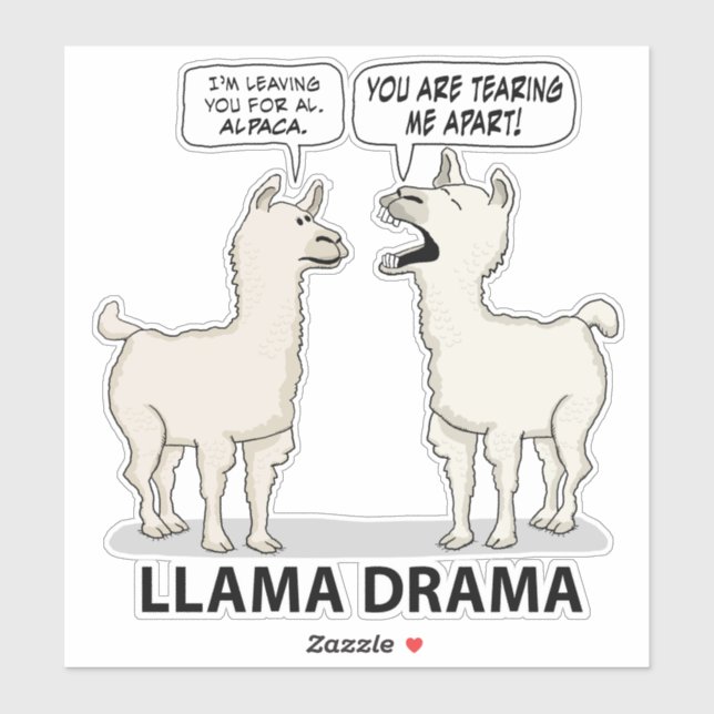 Adesivo Funny Llama Drama (Folha)