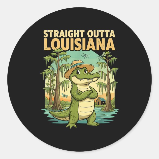 Adesivo Funny Louisiana Alligator Retro Wildlife Travel Ba (Frente)