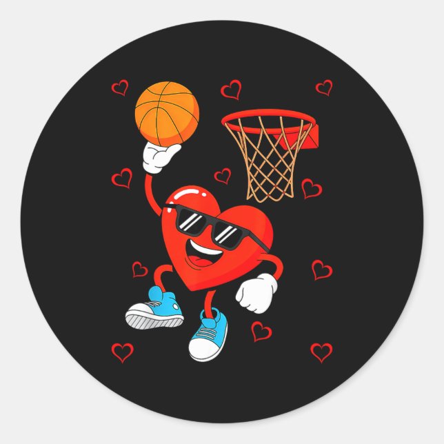 Adesivo Funny Love Basketball Heart Shape Happy Valentine' (Frente)