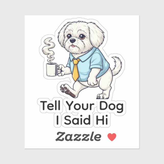 Adesivo Funny Maltese Dog Business Suit Coffee  (Folha)