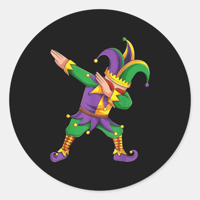 Adesivo Funny Mardi Gras Outfit Dabbing Jester New Orleans (Frente)
