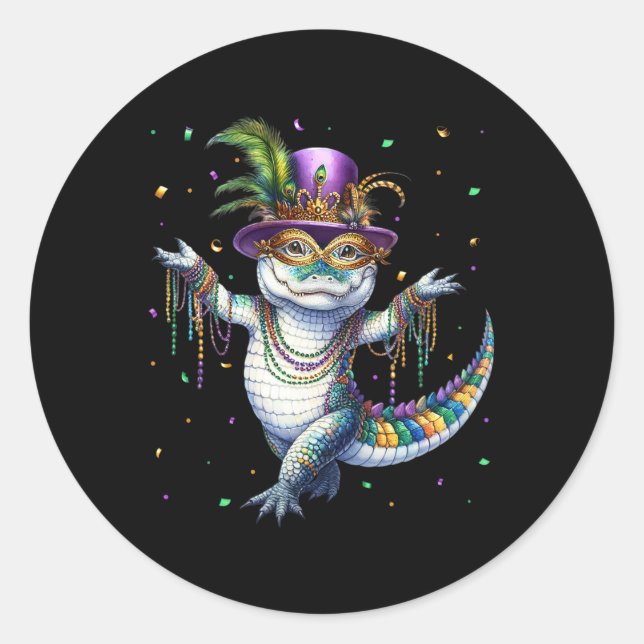 Adesivo Funny Mardigator Mardi Gras Alligator Carn (Frente)