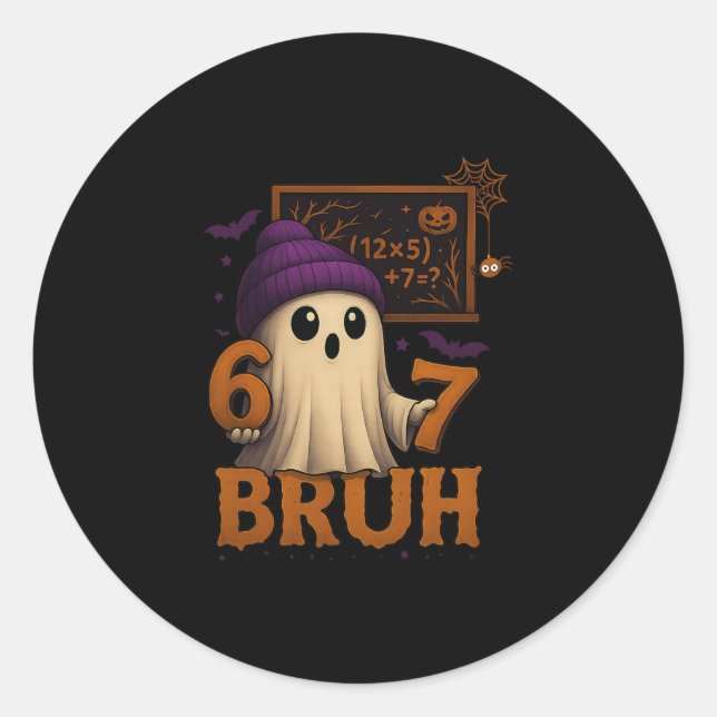 Adesivo Funny Math Ghost 67 Bruh Halloween Meme Teacher Eq (Frente)