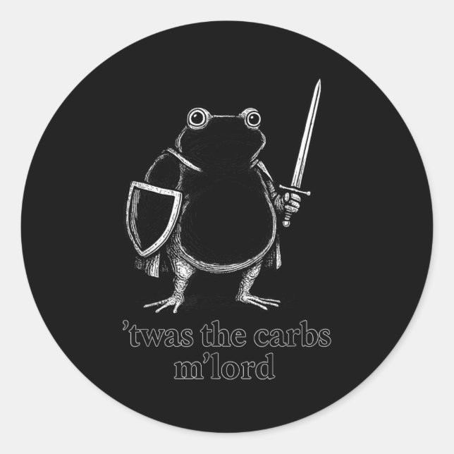 Adesivo Funny Medieval Frog Meme Carbs Knight M'lord Quote (Frente)