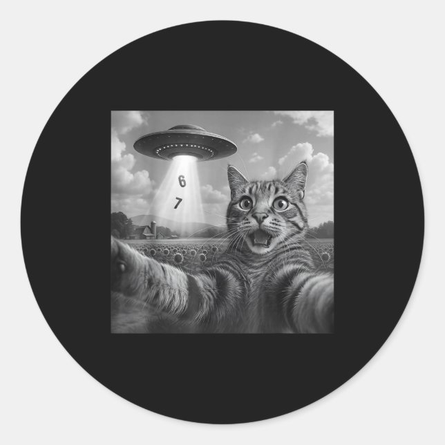Adesivo Funny Meme Cat Selfie Six Seven Retro Cat 67 Anima (Frente)
