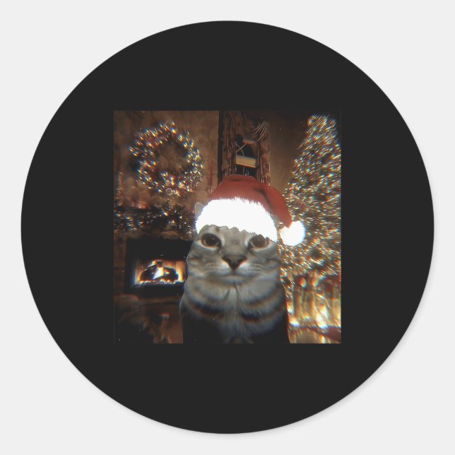 Adesivo Funny Meme Cat Taking A Selfie Christmas Xmas Ligh (Frente)