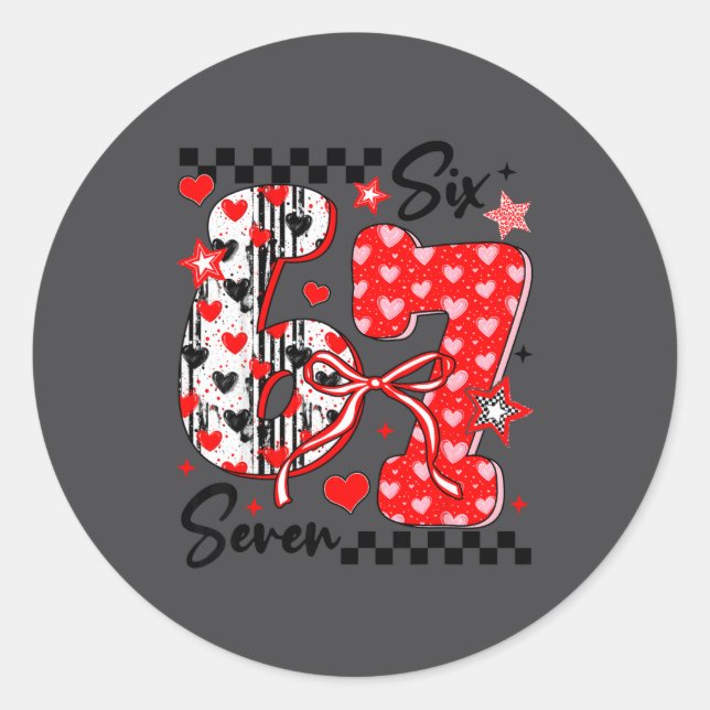 Adesivo Funny Meme Valentine Six Seven 67 Valentines Heart (Frente)