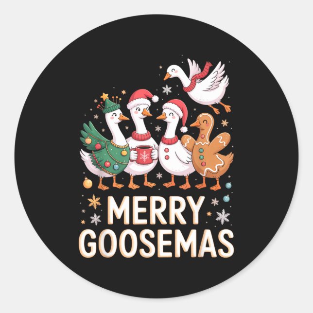 Adesivo Funny Merry Goosemas Christmas Xmas Goose Family H (Frente)