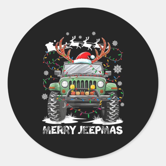 Adesivo Funny Merry Jeepmas Ugly Light Reindeer Christmas  (Frente)
