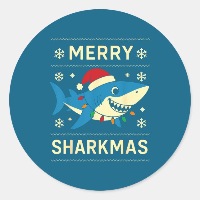 Adesivo Funny Merry Sharkmas Christmas Shark Humor  (Frente)