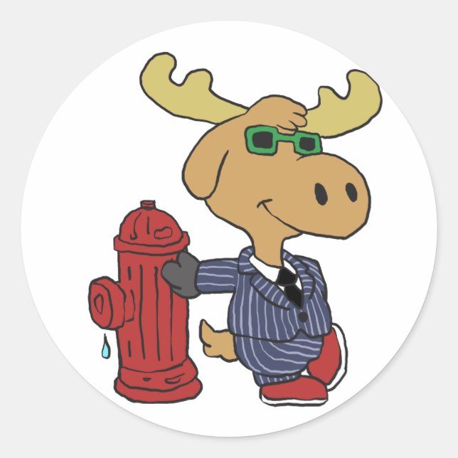 Adesivo Funny Moose com terno azul | escolher cor de fundo (Frente)