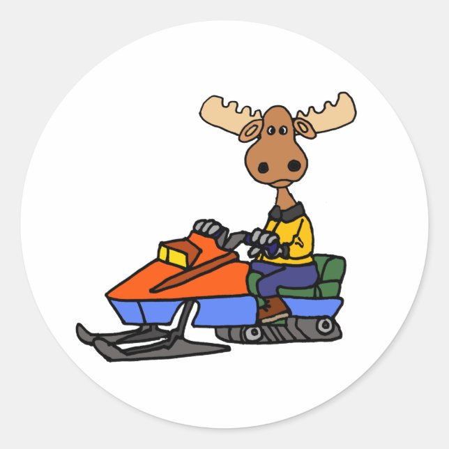 Adesivo Funny Moose Snowmobiling (Frente)