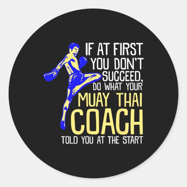 Adesivo Funny Muay Thai Coach Boxing Design  (Frente)